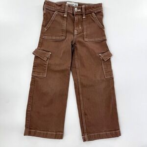 Abercrombie Kids Brown High Rise Wide Leg Cargo Pants Size 5/6 Contrast Stitch